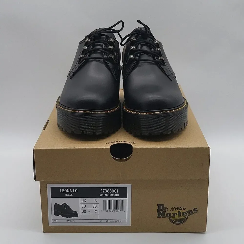Dr. Martens Leona Lo Vintage Smoth Women's Shoes Size 7 Black Color NWT